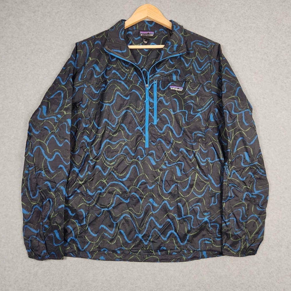 Patagonia Jacket Mens Small Blue Small Current Houdini Stash 1/2 Zip Lightweight